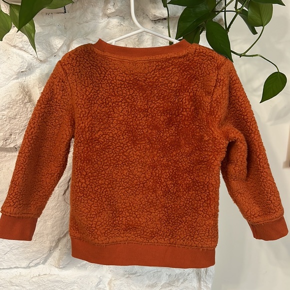 Cat and Jack Sherpa Crewneck Sweatshirt Orange 3T - Picture 2 of 5